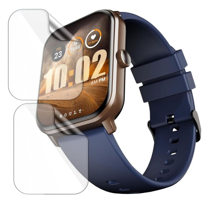 Image of 2 Pack| Smartwatch Screen Protector for Boult Drift+ |1.85 inch| | Flexible TPU Film, 9H Scratch Resistant, Bubble Free Installation - Not Tempered Glass