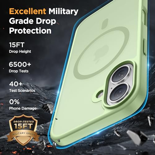 Image of Miracase Magnetic Series for iPhone 16 Case [Compatible with MagSafe] Military-Grade Protection, Anti-Fingerprint, Slim Phone Case for iPhone 16 6.1 inch - Matcha Green