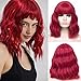 Produktbild TANTAKO®Kurze Perücken für Frauen Kurze Gewellte Bob Perücken mit Bang Synthetic Cosplay Perücke Halloween Kostüm Frauen Perücke (Rot#0288)