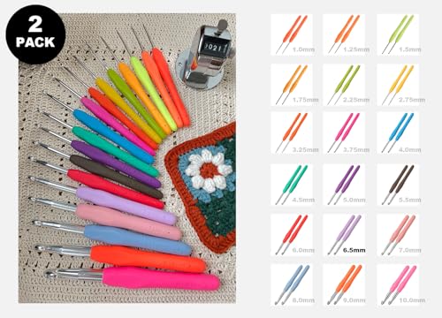 Image of 2Pcs 6.5mm Crochet Hooks, Ergonomic Crochet Hook for Arthritis and Beginners, Extra Long, Smooth, Comfortable (Size K / 6.5mm)