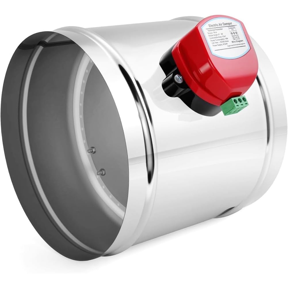 pofaa 8" Motorized Duct Damper,Adjustable Volume Damper, Backdraft Damper Airflow Control for HVAC Ventilation System,AC 24V
