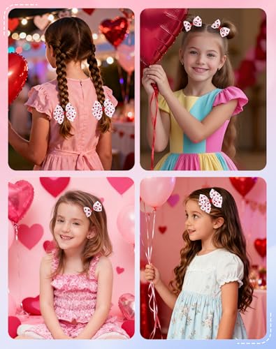 Pinzas para cabello con lazo y corazón, pack de 4 piezas miniatura 4