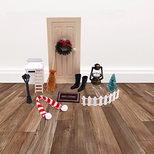 ikasus Miniatur Puppenhaus Wichteltür Set,Weihnachten Wichtel Tür Nissedor mit Zubehör,Möbel Deko Mini Ornament Fairy… – Bild 5
