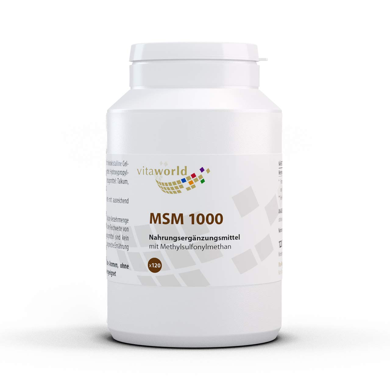 Vita World Pack di 3 MSM 1000 mg (Metilsulfonilmetano) Altamente dosato 3 x 120 Compresse Vegetariane/Vegane