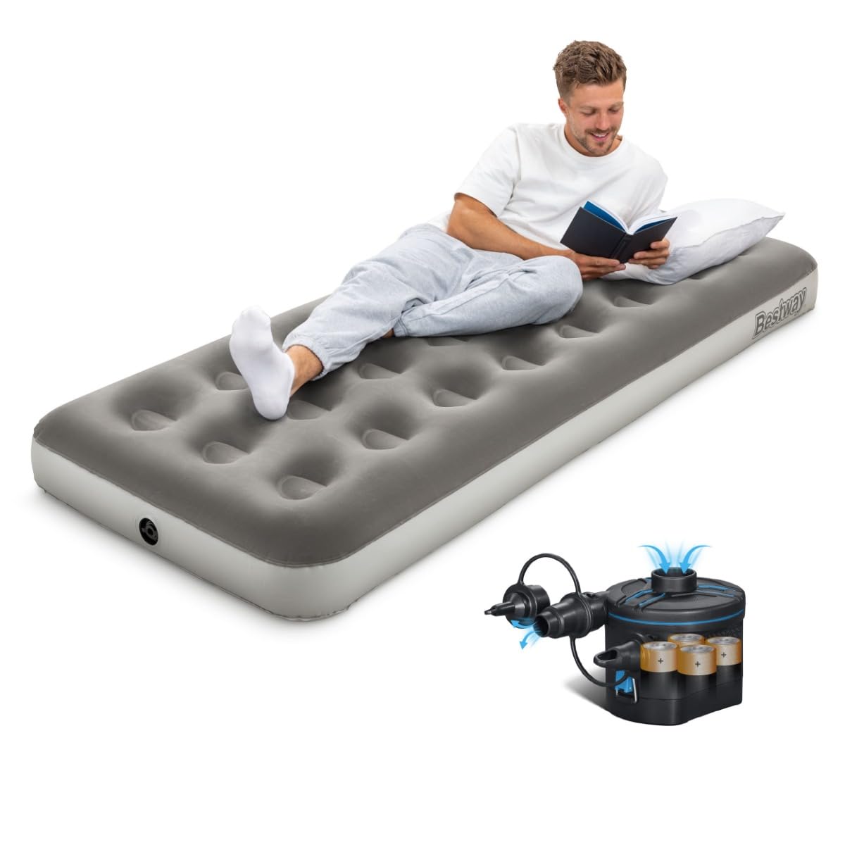Bestway Premium Camping Single Airbed with Cordless Battery Pump