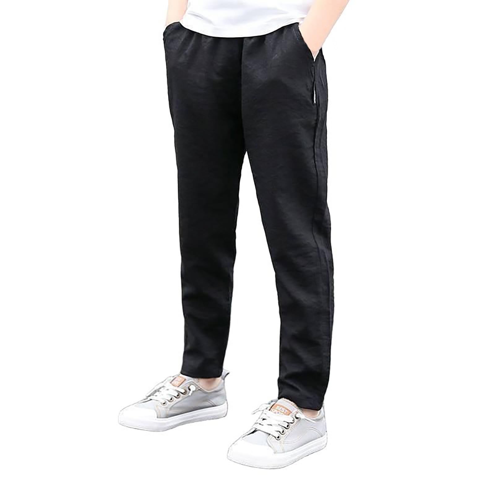 Pantalones de lino para niños Pantalones largos de ocio para niños Primavera Verano Jugar al aire libre Cómodos Pantalones de entrenamiento de cintura elástica