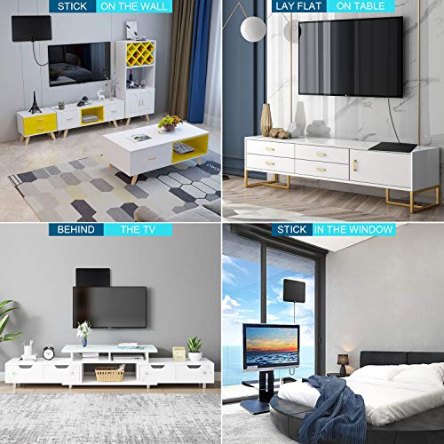 TV Antenna Indoor, Amplified HD Digital TV Antenna Long 120-150 Miles Range, Support 4K 1080P Fire TV Stick and All Old TV for Local Channels, Smart Amplifier Signal Booster and 13 Ft Coax Cable