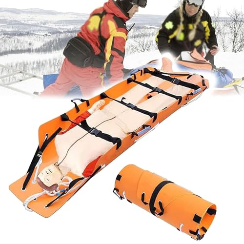 Barella di salvataggio, portatile, pieghevole, con borsa, tipo a rotolo, capacità di carico 160 kg, ideale per soccorso a terra e in alta quota