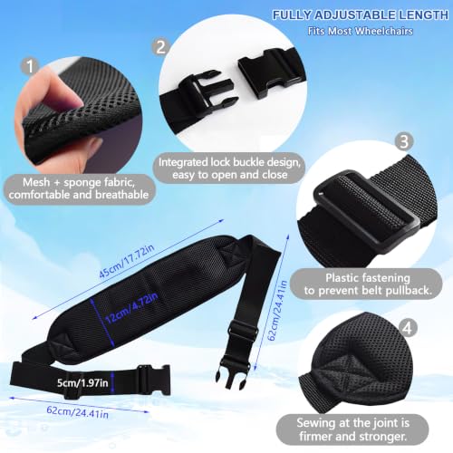 Image of Wheelchair Seatbelt,Wheelchair Harness for Adults,Safety Belt for the Elderly,Adjustable Straps for Dementia Patients Falling Out Prevention,Adults,The Elderly,Pregnant,Paralyzed(Black)