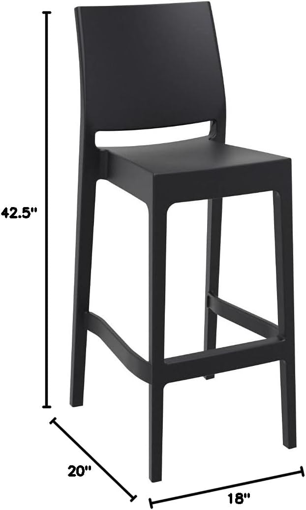Compamia Siesta Maya Resin 29.5" Barstool in Black (Set of 2)