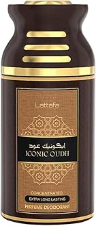 LattafaDeodorant Spray | Premium Long Lasting Body Spray | Perfumed Deo for Unisex | Imported Fragrance 250ml (Iconic Oud)