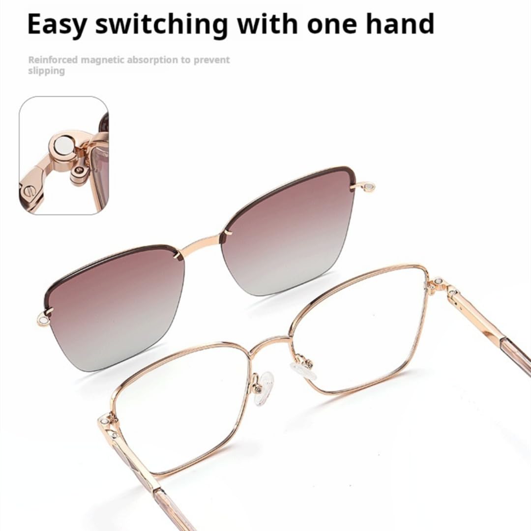 Okulary przeciwsłoneczne damskie retro z przyssawką magnetyczną, polaryzacyjne UV400