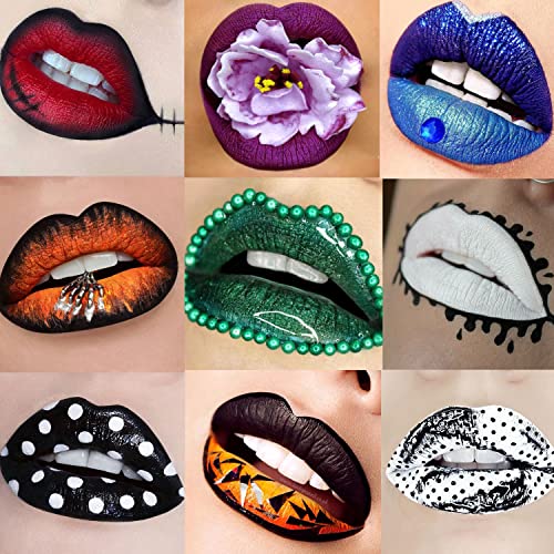12Pcs Matte Liquid Lipstick With Lip Plumper Makeup Sets, High Pigmented Dark Black Blue Green Purple White Lip Gloss Set, Long Lasting Waterproof Smudge-Proof Halloween Cosplay Lip Stain Gift Kit… #TOP4