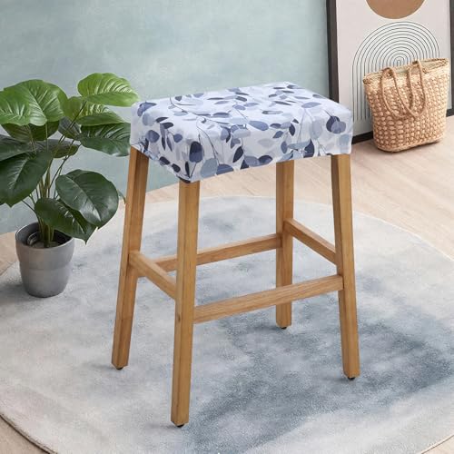 Image of YISUN Stool Covers Rectangle - 2 Pack Stretch Waterproof Saddle Seat Cover Counter Bar Stools Bar Chairs Covers Kitchen Island Chairs Cushion Protector (2, F-Grey White)