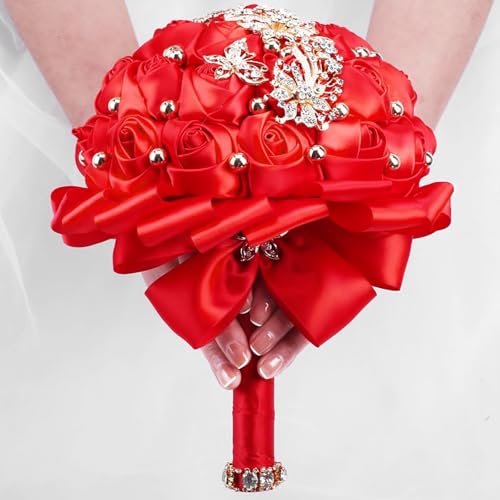 Image of Mauproy 1-1 /2 Inch Wide Red Satin Ribbon, 50 Yards Solid Polyester Fabric Ribbon for Roses Making, Mother's Day, Gift Wrapping, Flower Bouquets, Wedding Decorations, Handmade Crafts