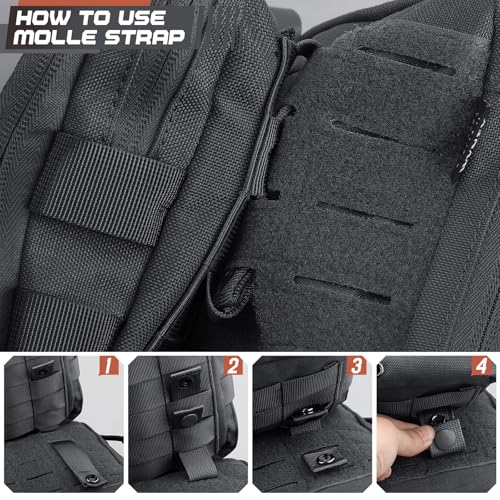 WYNEX Molle Straps 4/6 inch, Molle Panel Straps Molle Attachment Straps for Tactical Bag Accessories Molle Webbing Straps with Snaps for Backpack Tactical Pouch Molle Connectors, 4 Packs