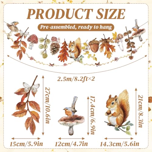 Image of Fall Autumn Hanging Decorations - 1Pcs Mushroom & Fallen-Leaves Fairy Tale Paper Banner Bunting