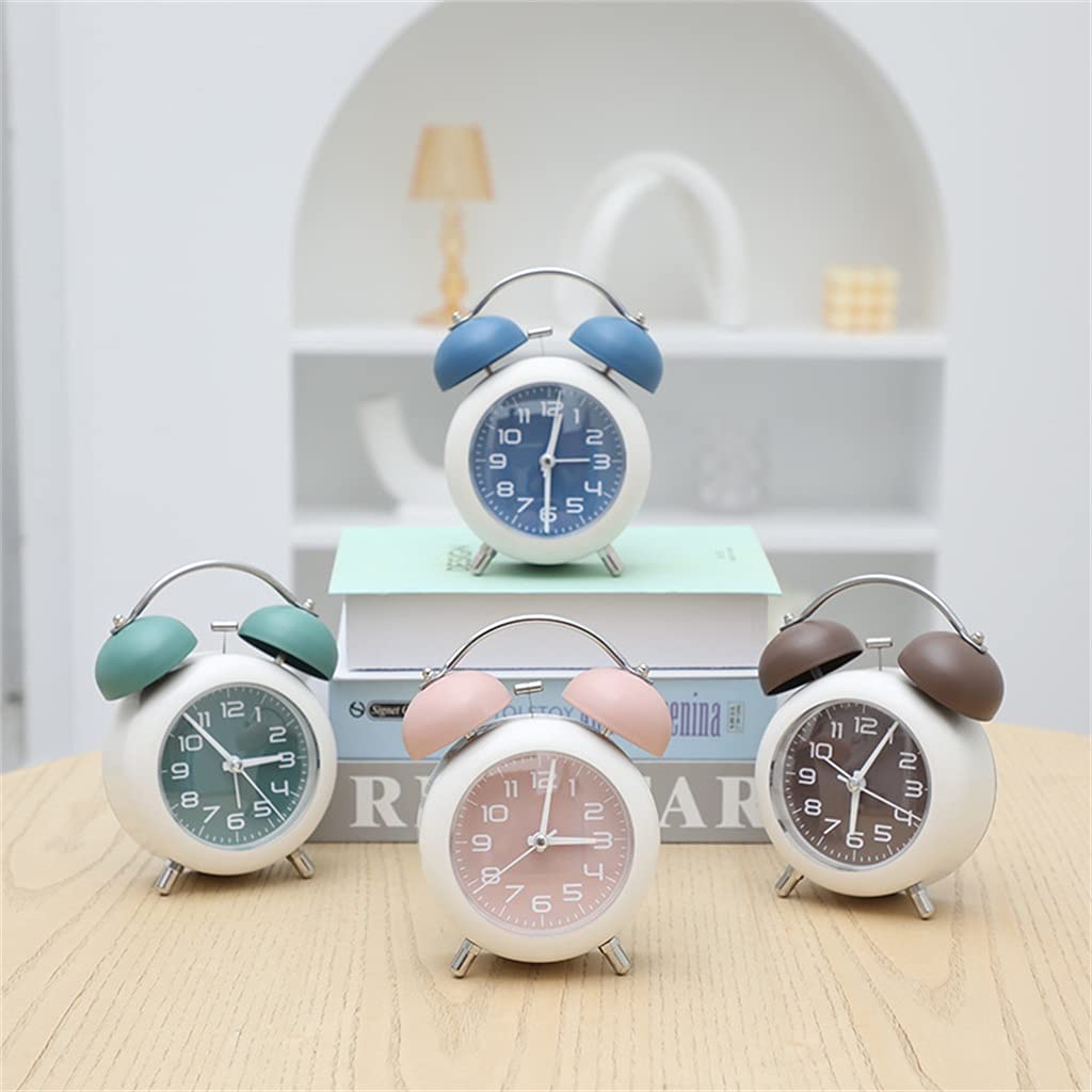JFDBGU Digital Silent Small Alarm Clock With Large Volume Bedside Luminous Alarm Bell Clock(B)