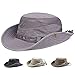 Produktbild Lanly Fischerhut Sonnenhut Unisex Herren Damen Safari Hut Baumwolle Faltbar Einstellbar Wanderhut Gartenhut Outdoor Reise (Grau)