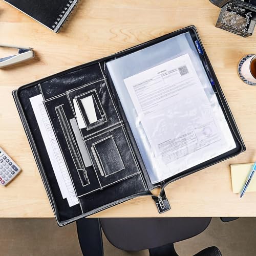 Image of COI Name of Folder | Black Faux Leather File and Folder for Certificate and Document for Student Portfolio