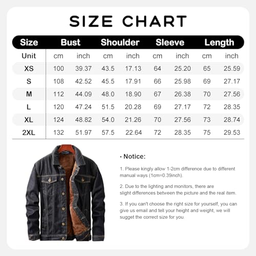 Ebossy Men'S Sherpa Denim Trucker Jacket Thermal Fleece Lined Jean Jacket thumb #3