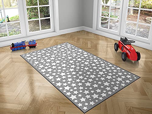 Oedim Alfombra Infantil Estrellas Fondo Gris, 60x80cm, Moqueta PVC, Suelo vinílico, Suelo de Protección, Decoración del Hogar, Decoración para Habitaciones