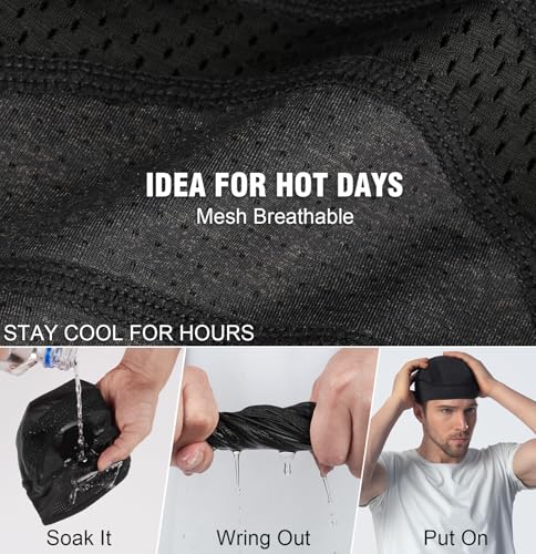 MELASA 3 Pack Cooling Skull Cap, Sweat Motorcycle Helmet Liner Head Cover, Mesh Cycling Running Hat for Men Women