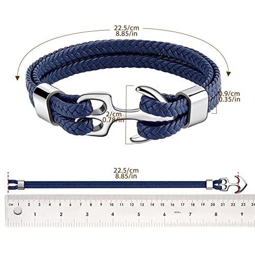 Bracelet for Men & Women, Handmade Cowhide Leather Wrap Bracelet, Multilayer Vintage Anchor Cuff Bracelet, 3 Sizes for Men/Women/Couples/Lovers/Partners4
