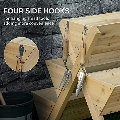 Outsunny Raised Garden Bed, Freestanding Planter Stand With 5 Raised Planter Boxes And 4 Hooks, Good For Herbs, Flowers, Or Vegetables In Patio Balcony Indoor Outdoor #TOP4