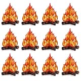 Boao 12 Set Fake Fire Fake Flame Camping Decoration 3D Cardboard Campfire Centerpiece Artificial Flames Campfire Party Decoration for Camp Bachelorette Party(Gold Orange,11.8 Inch)