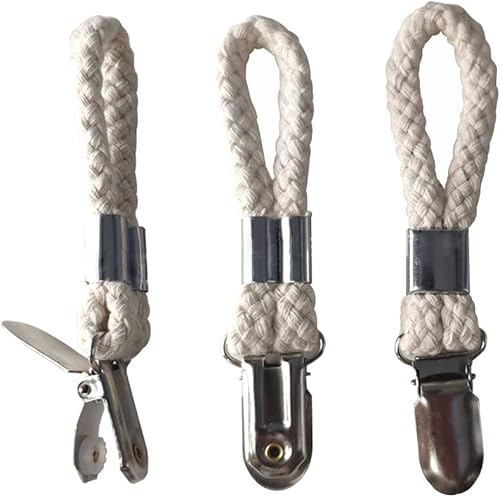 Miniatura 6 de Paquete de 6 clips de toalla de cuerda de algodón, clip de metal para baño, clip de metal para RV, hogar, cocina, baño, armarios, toallas colgantes