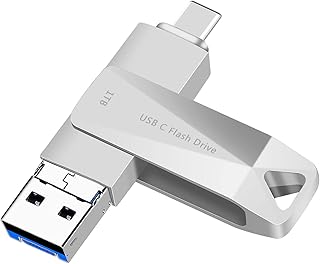 WANSISEN USB C Thumb Drive 1000GB Phone Photo Stick USB 3.0 Memory Stick 1TB for MacBook Pro USB C Flash Drive High Speed Data Storage Drive for Android Phone,Computers and Tablets Silver 1TB LX