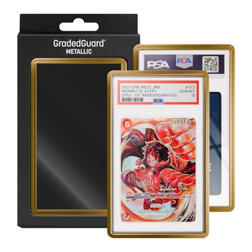 GradedGuard Metallic Matte PSA Card Slab Protector Case - Premium Gold Silver Crimson Viridian Color Frame - 35pt Standard Size Drop Protection for Graded Sports TCG Trading Cards (Gold)