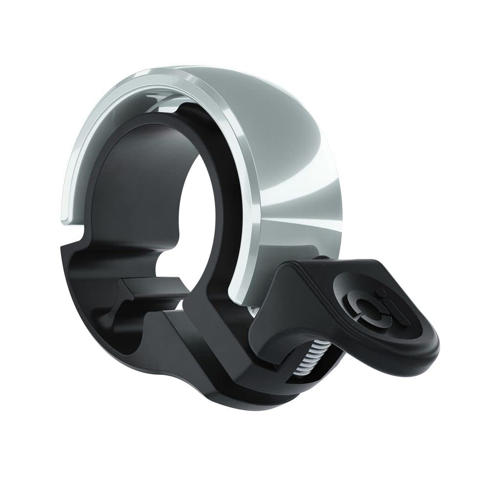 Knog Oi Classic Small Klein Fahrrad Klingel 22,2mm Bike Bell Glocke Design Slim MTB Laut Ringförmig, KNCS, Farbe Schwarz Silber