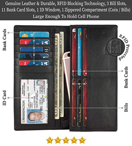 Image of RFID Blocking Mens Genuine leather Bifold Long Wallet
