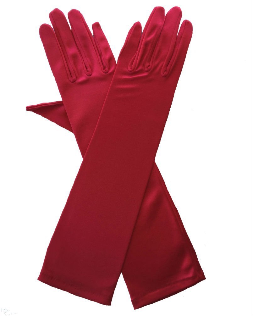 Women's Evening Party 17.75 inch Long Sillky Finish Satin Finger Gloves