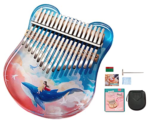 Kalimba thumb piano 17 clés, motif de baleine acrylique portable Kalimba avec sac de transport, marteau de réglage, chiffon de nettoyage et instruction d'étude, Instruments de musique Cadeau for les a Cover