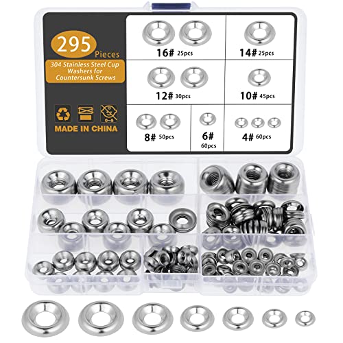 Gueenky 295 Pièces Rondelles à Tête Fraisée, Rondelle Cuvette en Acier Inoxydable Rondelle...