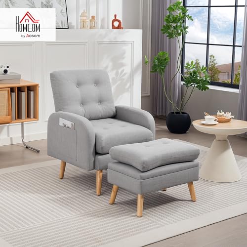 Fauteuil relax + repose-pied, poches latérales HOMCOM