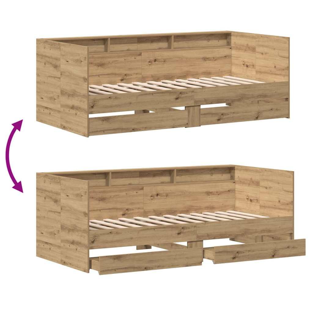 vidaXL Tagesbett mit Regal Artisan-Eiche 100 x 200 cm Holzwerkstoff