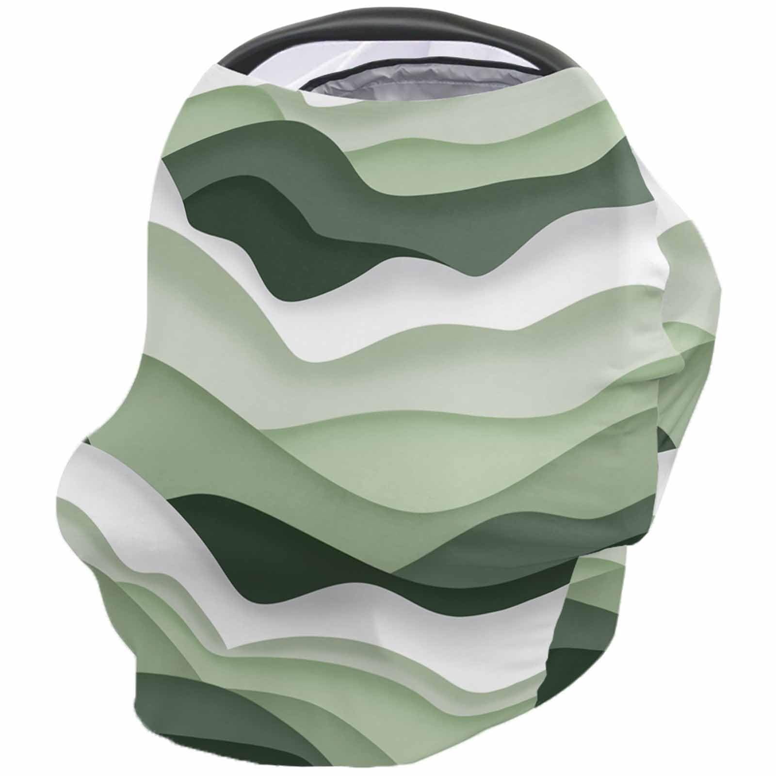 Nursing Cover for Breastfeeding Scarf, Ocean Waves Gradient Green White Omre Baby Car Covers Super Soft Multi Use for Canopy Shopping Cart Cover Blanket Stroller Cover