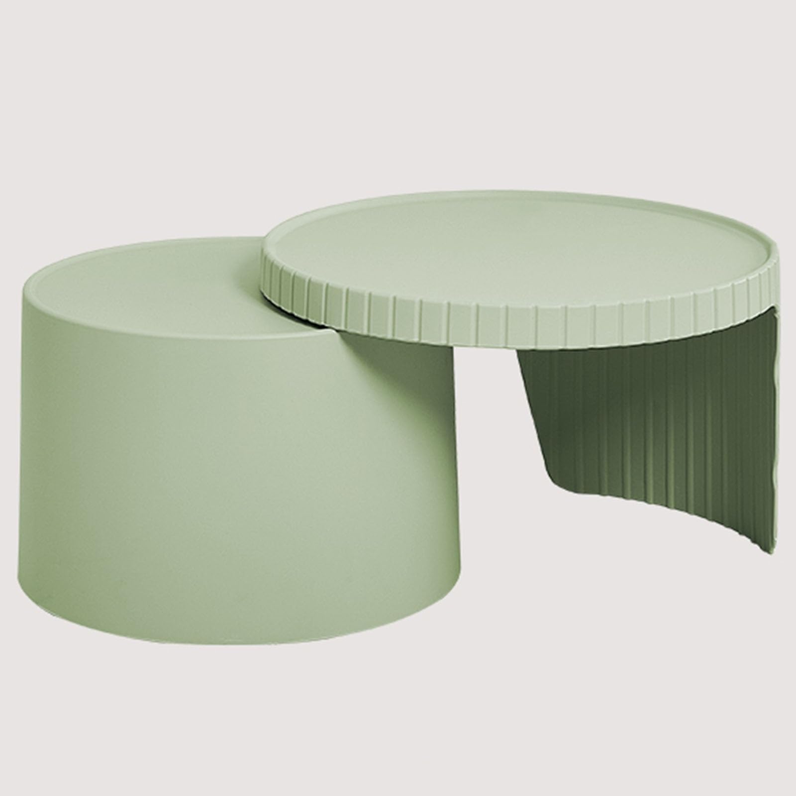 SXZenSpace Nesting Coffee Table Set of 2, Circle Side Modern, PP Material, No Need Assembly, for Living Room, Bedroom Balcony(Green)