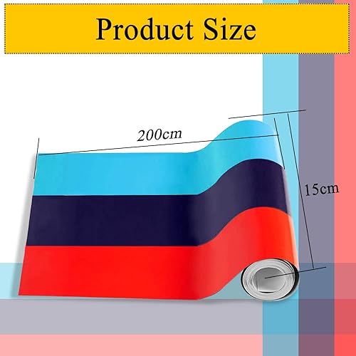 Miniatura 2 de Calcomanía de rayas de color de 78 x 5.9 pulgadas para BMW, calcomanía de rayas modificadas para bricolaje, decoración impermeable para capó, techo,