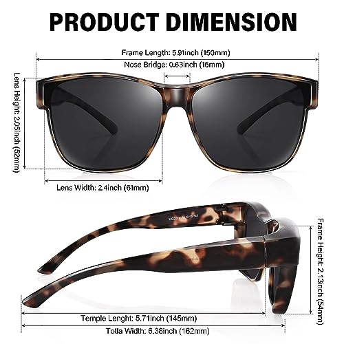 Image of URUMQI Polarized Sunglasses Fit Over Glasses for Men Women, Oversized Square Sun Glasses UV400 Protection