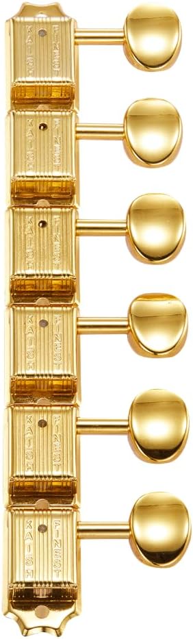 Premium Vintage Guitar Tuners Tuning Machines Peg Guitar Tuning Keys with Split Shaft for Strat/Tele/Jaguar Metal Oval Key Righty Gold