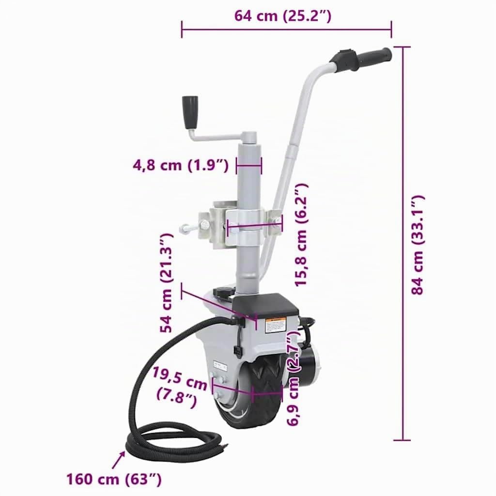 vidaXL Rueda Jockey Motorizada para Remolques y Caravanas Freno 12 V 350 W