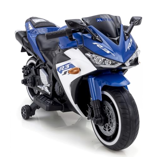 Image of Alstoy Ninja Ride-On Bike for Kids | 12V Rechargeable Battery Electric Toy Bike | Bluetooth Music | 35kg Capacity | Ages 3-8 Boys & Girls| BIS /ISI Approved | 6-Month Warranty | Large | Blue