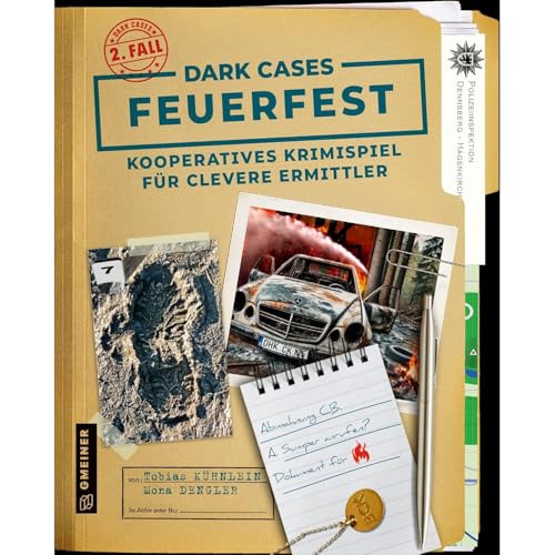 Stadtkrimis Exit Escape Stadtführung Gmeiner, Dark Cases – Feuerfest, Kooperatives Krimispiel mit Online-Elementen, Realistische Ermittlungsarbeit, Perfekt für Krimi-Fans, Für 1 bis 6 Spieler ab 14 Jahren