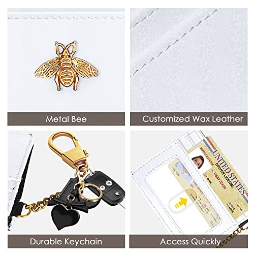 Image of SEAVILIA Card Holder Keychain Wallet for Women with ID Window RFID Coin Purse Bee Gifts Slim Minimalist Small Wallet