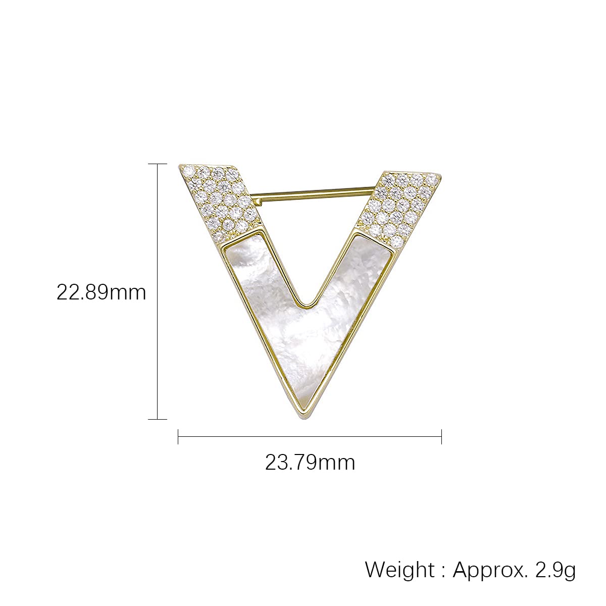 Broches con la Letra V para Mujer, joyería de Moda, Broche pequeño de Solapa con Forma de Concha.